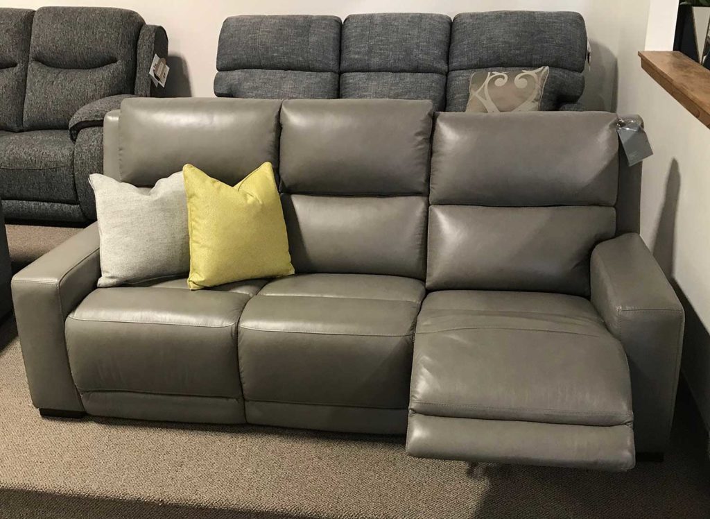 american home furniture grey leather reclining sofa