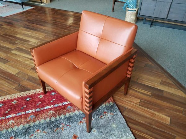 Orange Leather Accent Chair