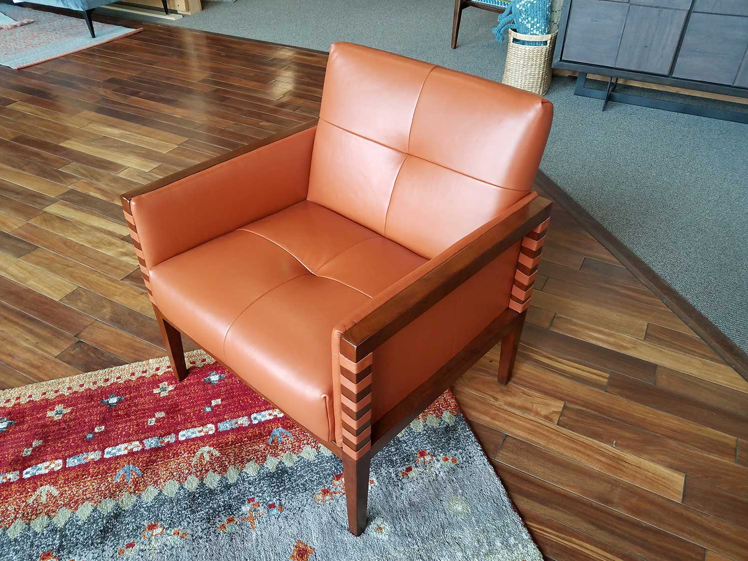 Furniture Outfitters Orange Leather Accent Chair