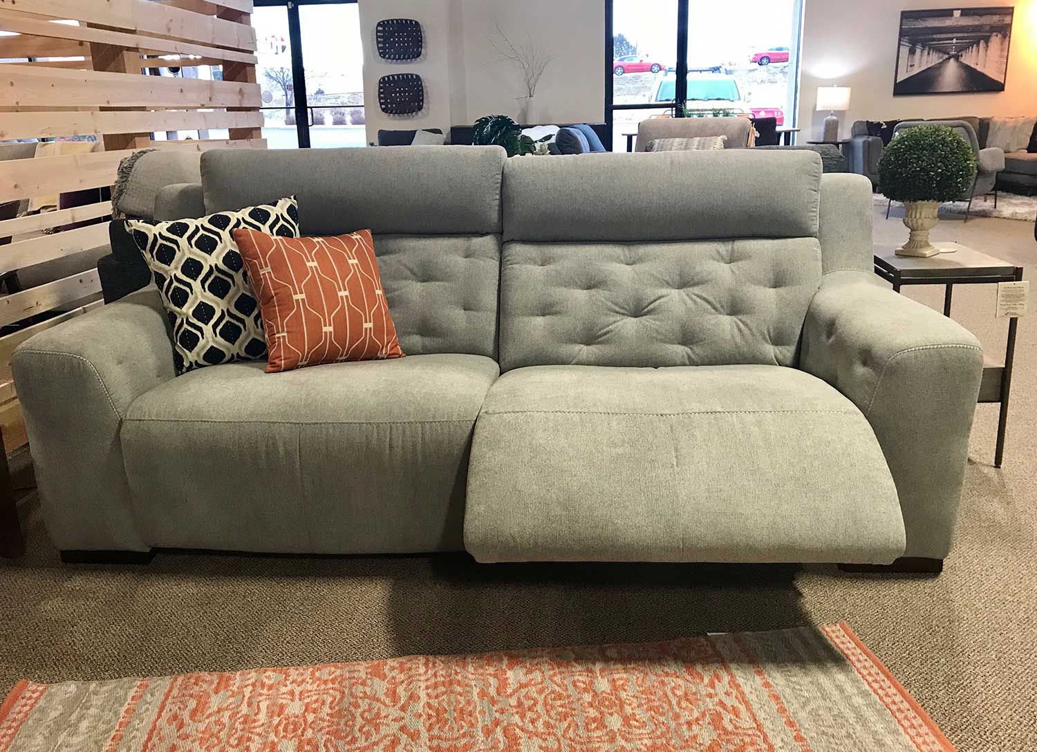 klein american leather grey sofa 2 cushion