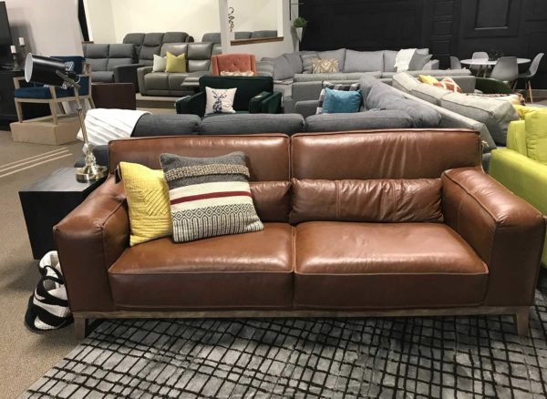 Wood Base Leather Sofa